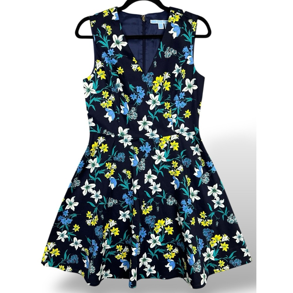 Draper James Elliston Dress Womens 4 Floral Fit & Flare Sleeveless Preppy Brunch